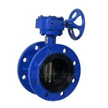 Bundor large size ductile iron double flange butterfly valve worm gear actuator butterfly valve